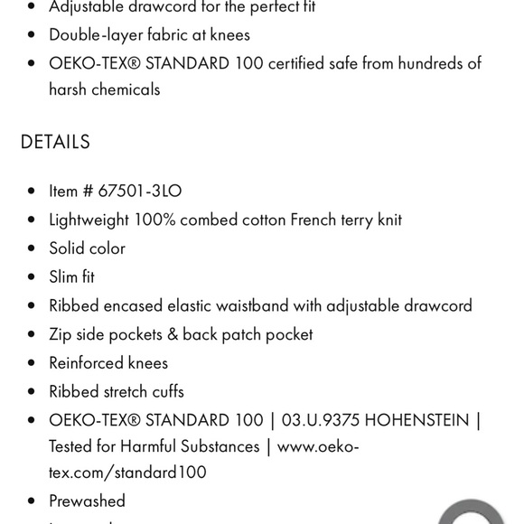 Hanna Andersson Slim Fit French Terry Double Knee Sweatpants, 130 cm/ US 8 - Picture 6 of 6